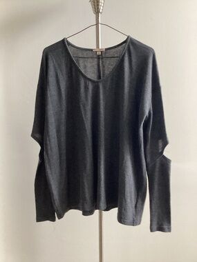 Boxy grey split elbow sweater